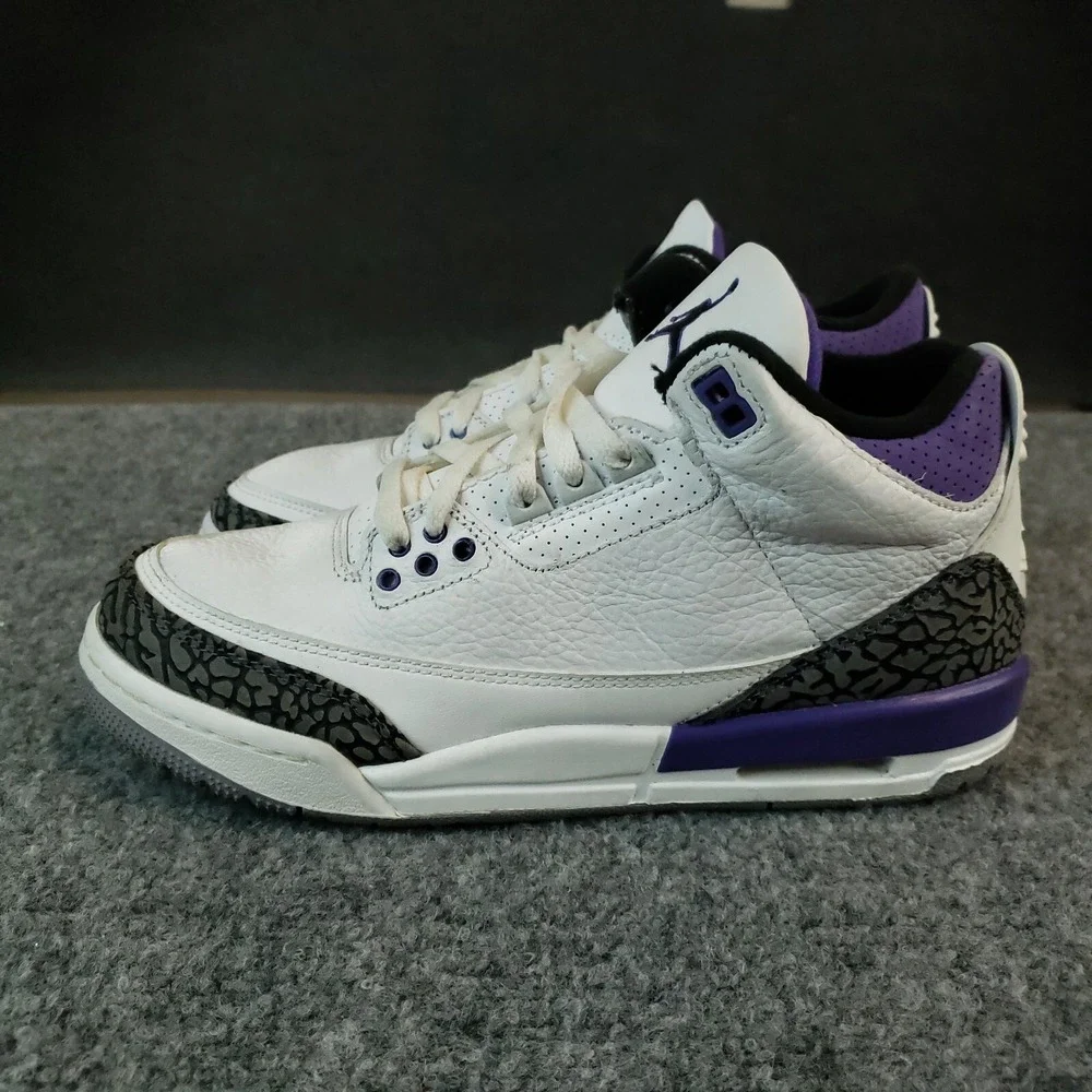 Nike Air Jordan 3 Retro Shoes Youth Boys Size 7 Purple White Sneakers DM0967-105